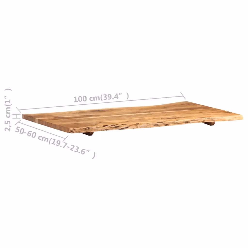 Berkfield Home Solid Acacia Wood Table Top, Brown, W: 100 cm, D: 55 cm, H: 2.5 cm – 3