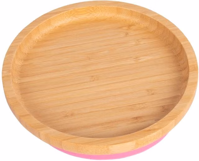 Tiny Dining Children's Bamboo Suction Round Dinner Plate in Pink