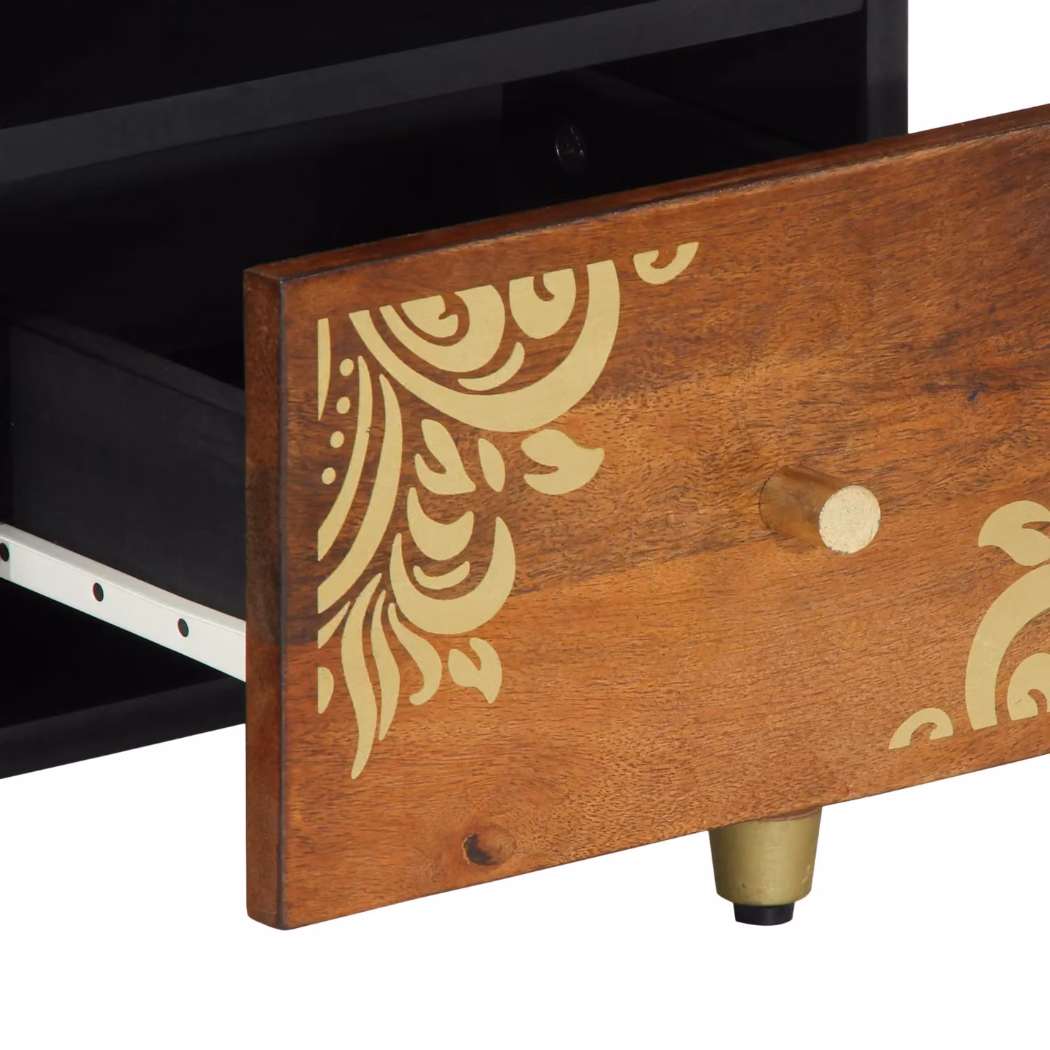 Berkfield Home Modern Mango Wood TV Cabinet in Brown and Gold, W/D/H: 100 x 33 x 46 cm – 5