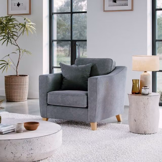 The Great Sofa Company Jackson Chenille Fabric Armchair in Grey