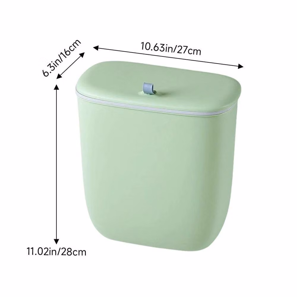 Kelvenix 12L Wall Mounted Plastic Kitchen Waste Bin with Flip Lid in Green – 2