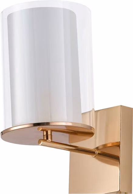 Livingandhome Modern Glass Cylinder Wall Light in Gold and Brass