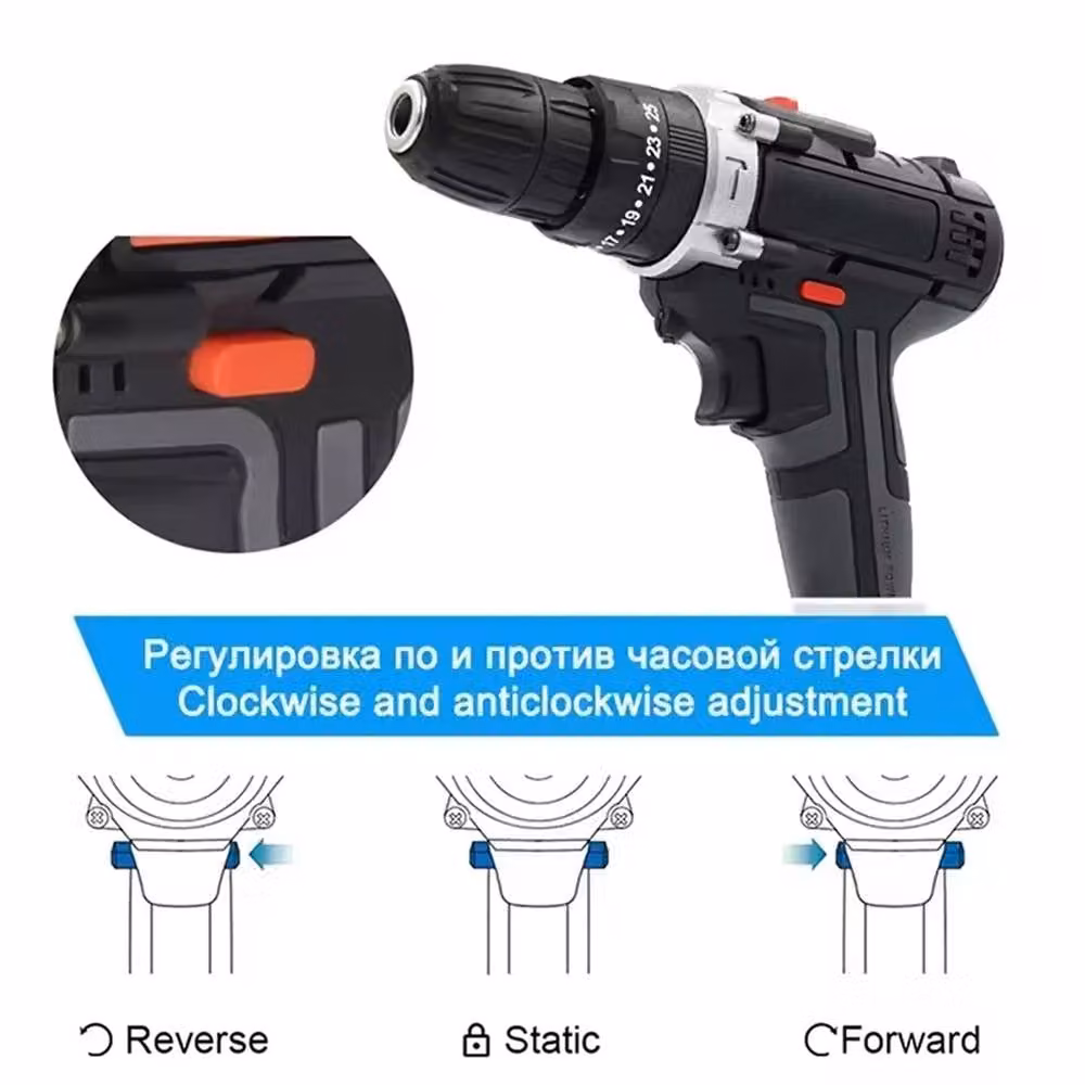 Ventryn 48V Cordless Hammer Drill and Electric Impact Driver Set with Rechargeable Battery, Black – 4