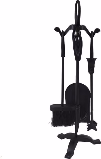 JVL Cotswold 5 Piece Black Iron Fireside Tools Companion Set