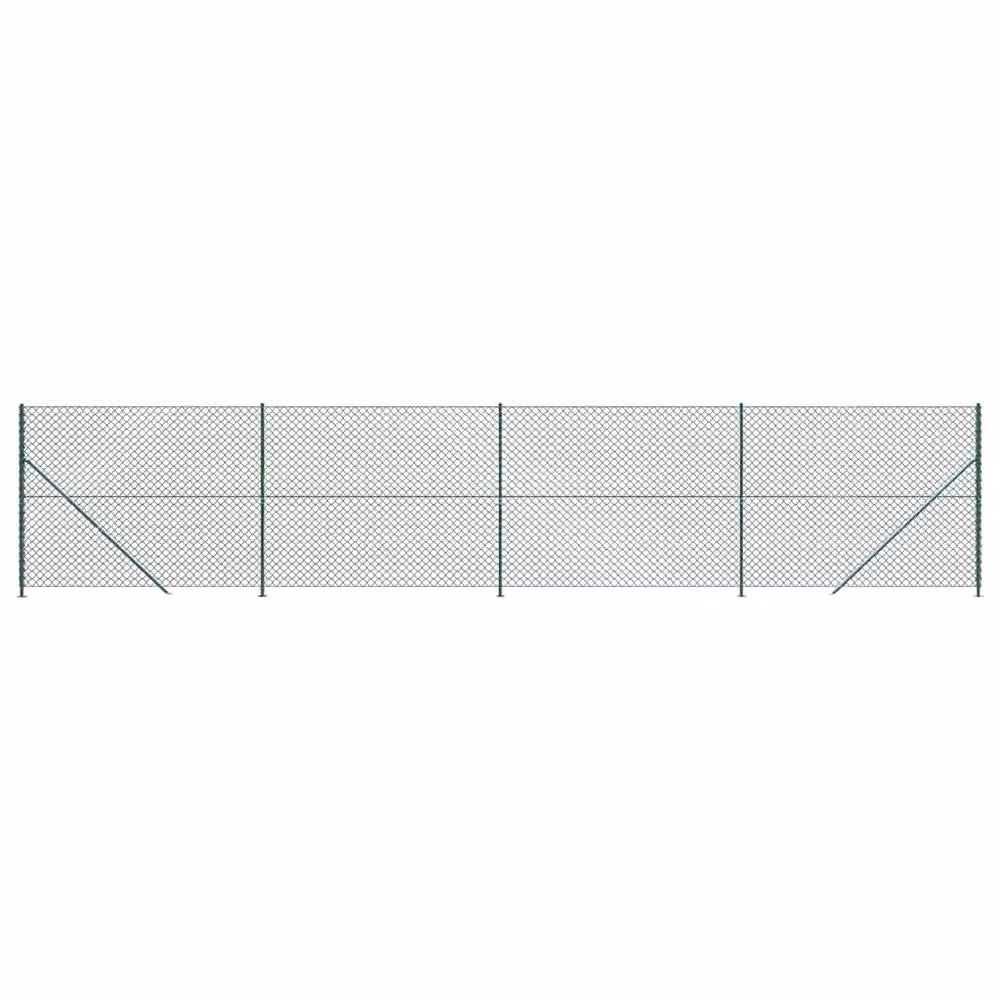 Berkfield Home Durable PVC Coated Green Chain Link Fence with Flange, H: 140 cm, L: 10 m – 2
