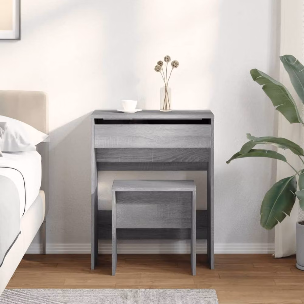Berkfield Home Dressing Table and Stool in Grey Sonoma, W/D/H: 60 x 40 x 113.5 cm – 3