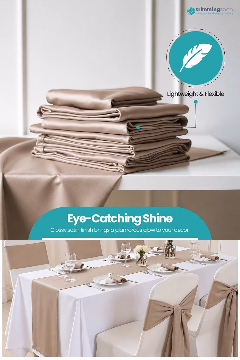 Neel Blue Beige Satin Polyester Fabric Roll, W: 29 cm, L: 20 m – 3