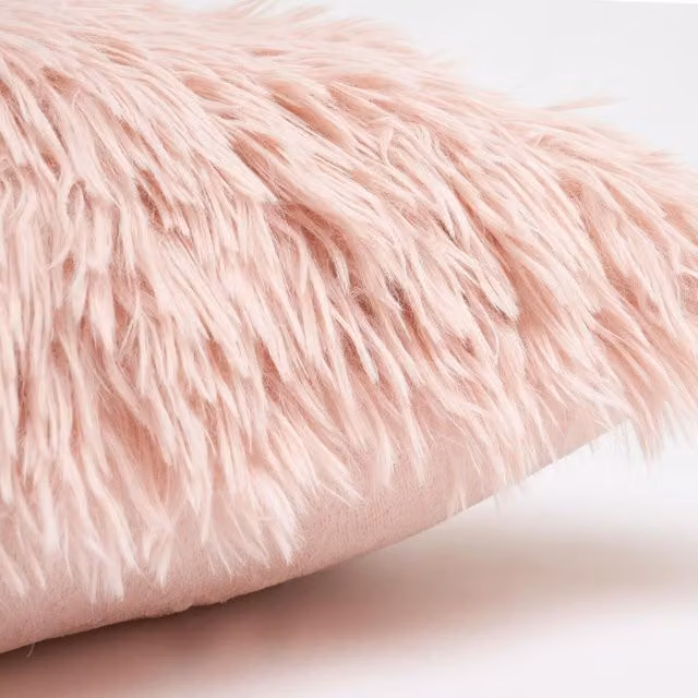 Sienna Home Plain Luxury Faux Mongolian Fur Cushion Covers, Pink, W/D/H: 45.72 x 45.72 x 45.72 cm, Pack of 4