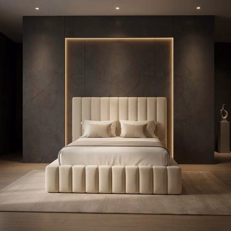Ashburn Upholstered Bed Frame by Beds NK Ltd in Beige