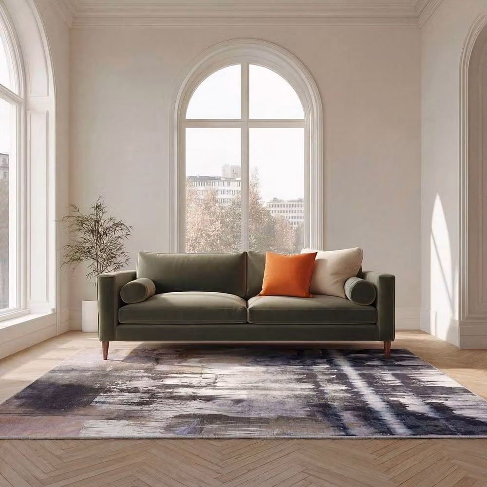 Kukoon Abstract Soft Pile Area Rug in Blue and Grey, W: 200 cm, D: 290 cm – 2