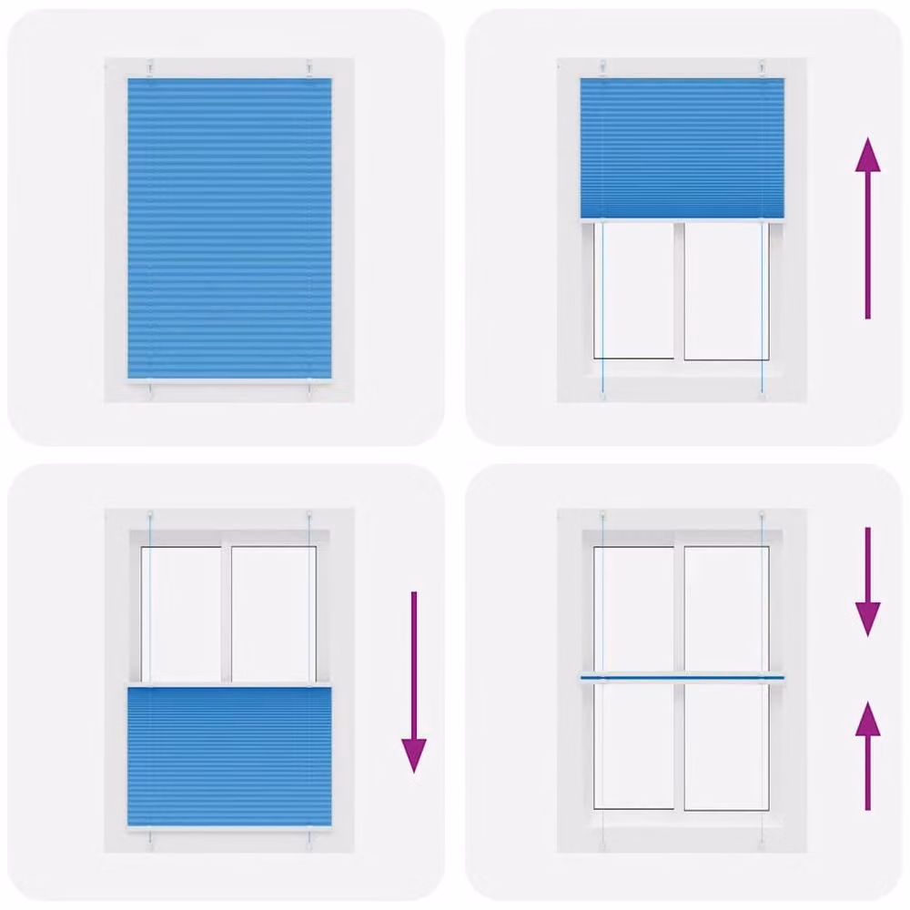 Berkfield Home Single Pleat Polyester Fabric Blind in Blue, W: 95 cm, H: 150 cm – 2