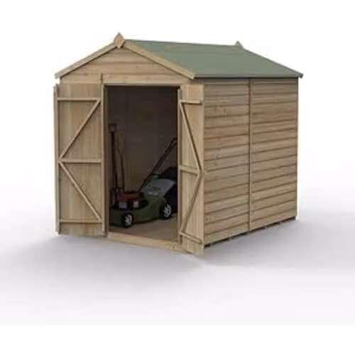Forest Garden Rustic Brown Wooden Apex Shed with Double Doors and Gable Roof – 1