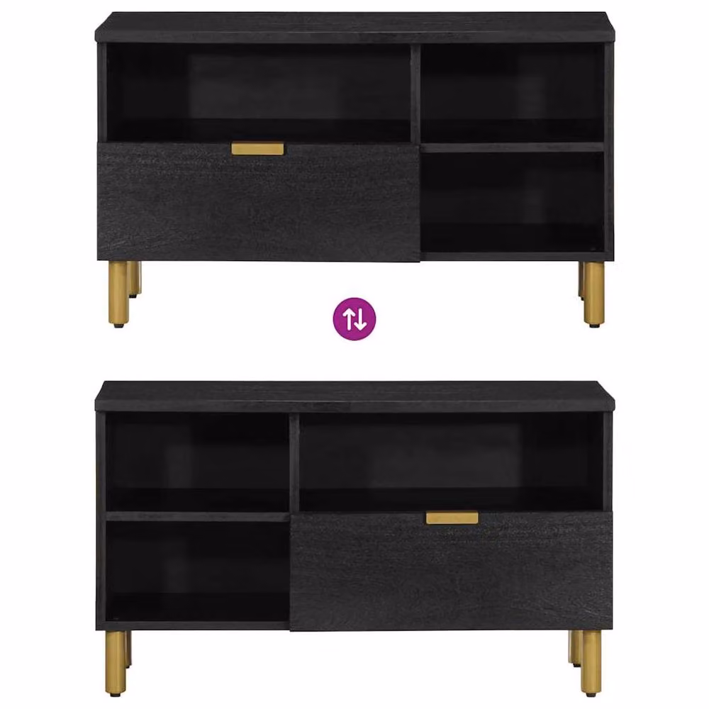 Berkfield Home Modern Black TV Cabinet in Engineered Wood W/D/H: 80 x 33 x 46 cm – 4
