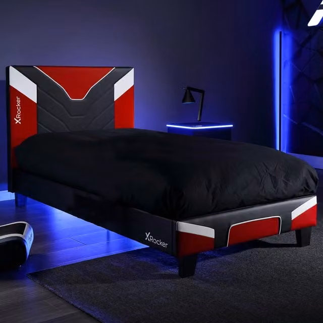 X Rocker Cerberus MKII Single Gaming Bed in a Box, Red Synthetic Leather