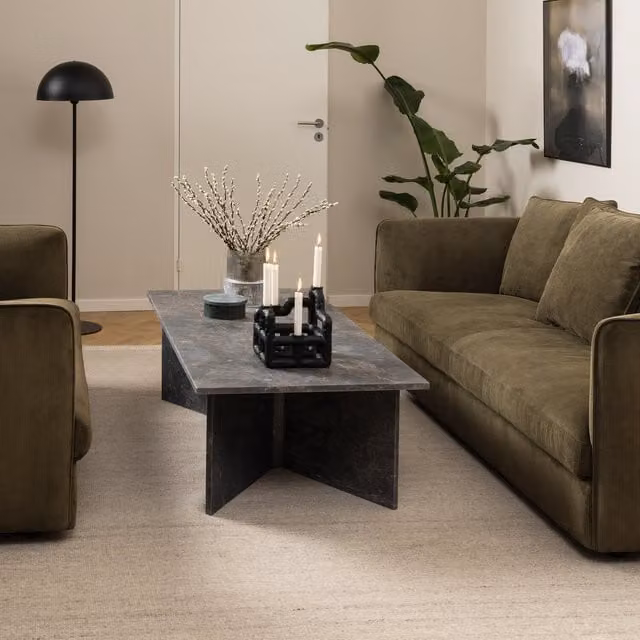 Furniture To Go Vega Coffee Table in Brown and Grey Marble Stone