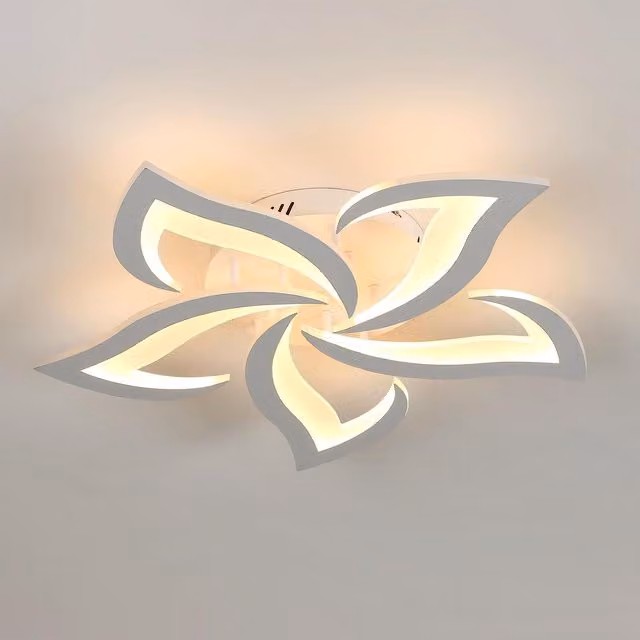 Pheashine Modern White 5-Petal LED Ceiling Light, 60W, 3000K Warm White, W/D/H: 58 x 58 x 8 cm – 1