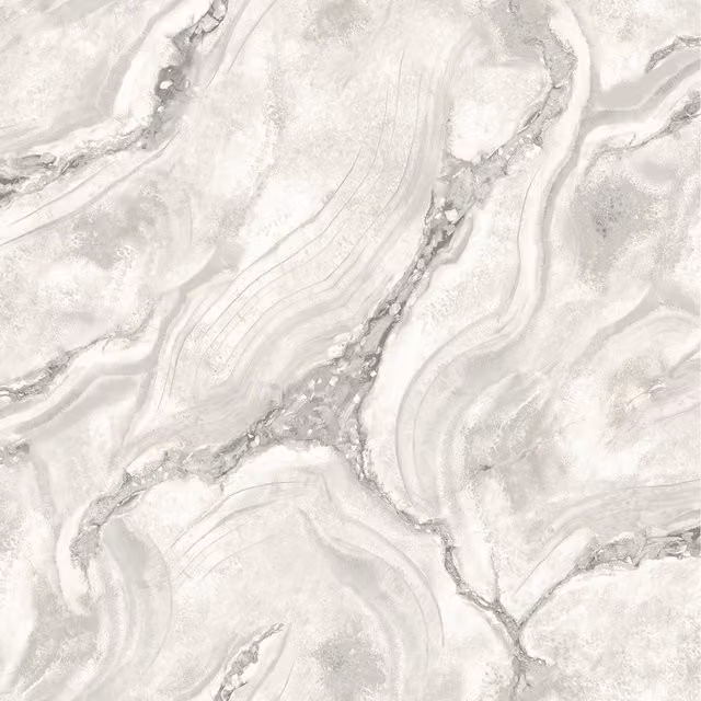 Rasch Palmetto Agate Liquid Marble Glitter Metallic Vinyl Wallpaper in Grey and Silver