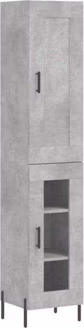 Berkfield Home Highboard in Concrete Grey, W/D/H: 34.0 x 34.5 x 180 cm