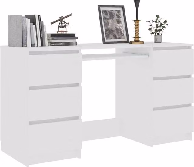 Berkfield Home Modern White Writing Desk in Engineered Wood, W/D/H: 140 x 50 x 77 cm – 1