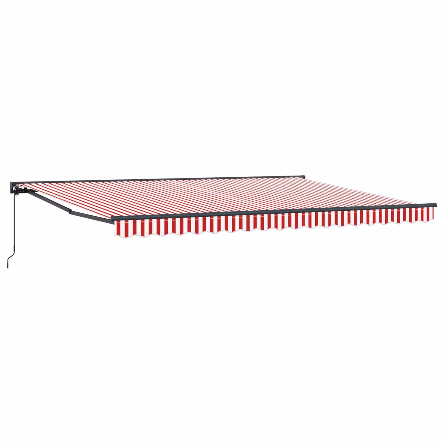 Berkfield Home Manual Retractable Folding Arm Awning in Red and White Stripe, W: 450 cm, D: 300 cm – 2