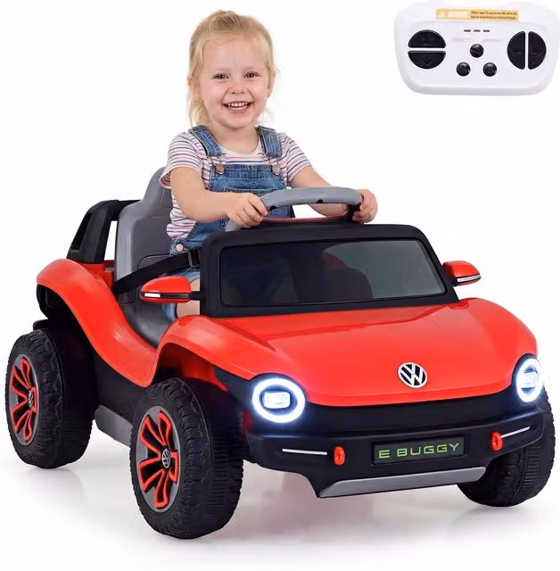 Costway Licensed Volkswagen Electric Ride on Car with Light and Sound, Red