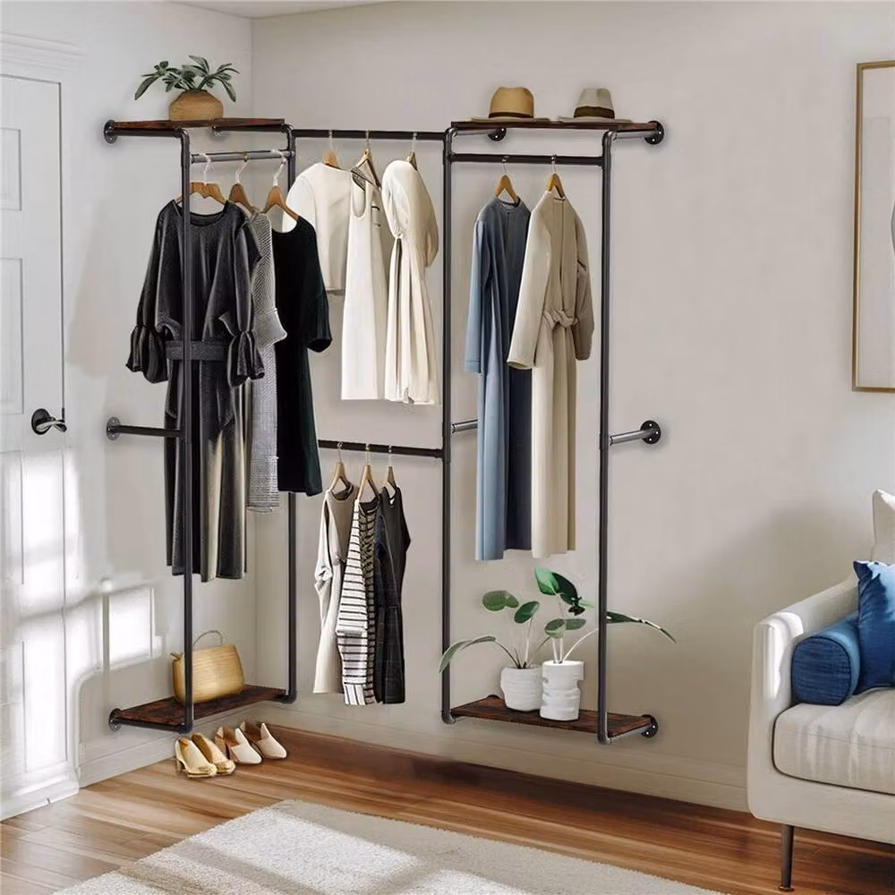ERGOVEXA Black Metal Clothes Garment Rack with Storage Shelf – 3