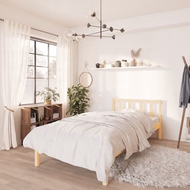 Berkfield Home Single Solid Wood Pine Bed Frame, Brown, W/D/H: 90 x 190 cm