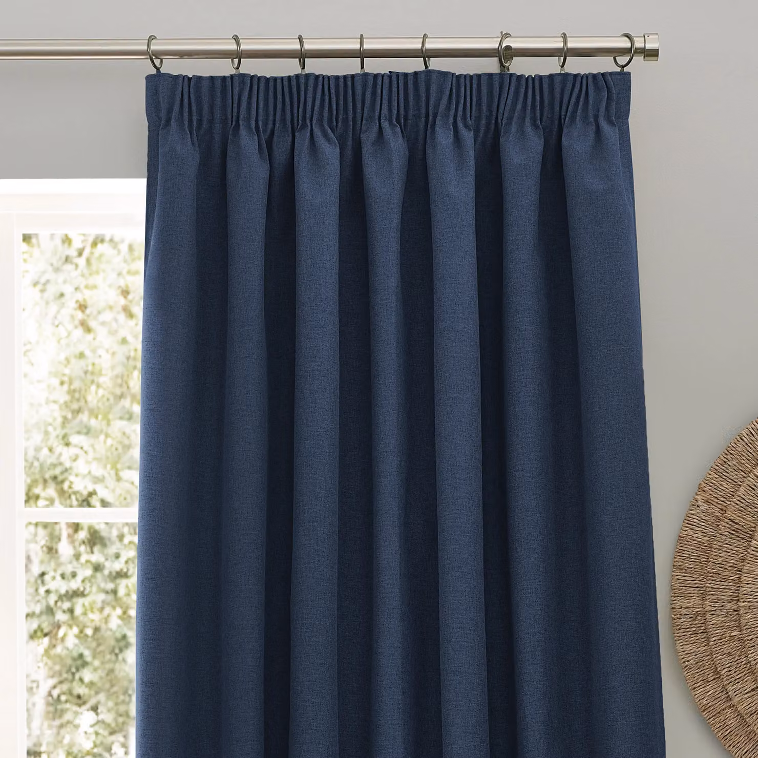 Furn Dawn Blackout Pencil Pleat Thermal Insulating Curtains, Dark Blue, Width: 229 cm, Drop: 229 cm – 3