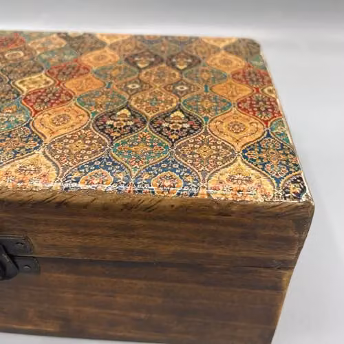 Ancient Wisdom Multicolour Enamelled Ceramic and Wooden Rectangular Box W/D/H: 20 x 15 x 7.5 cm – 2