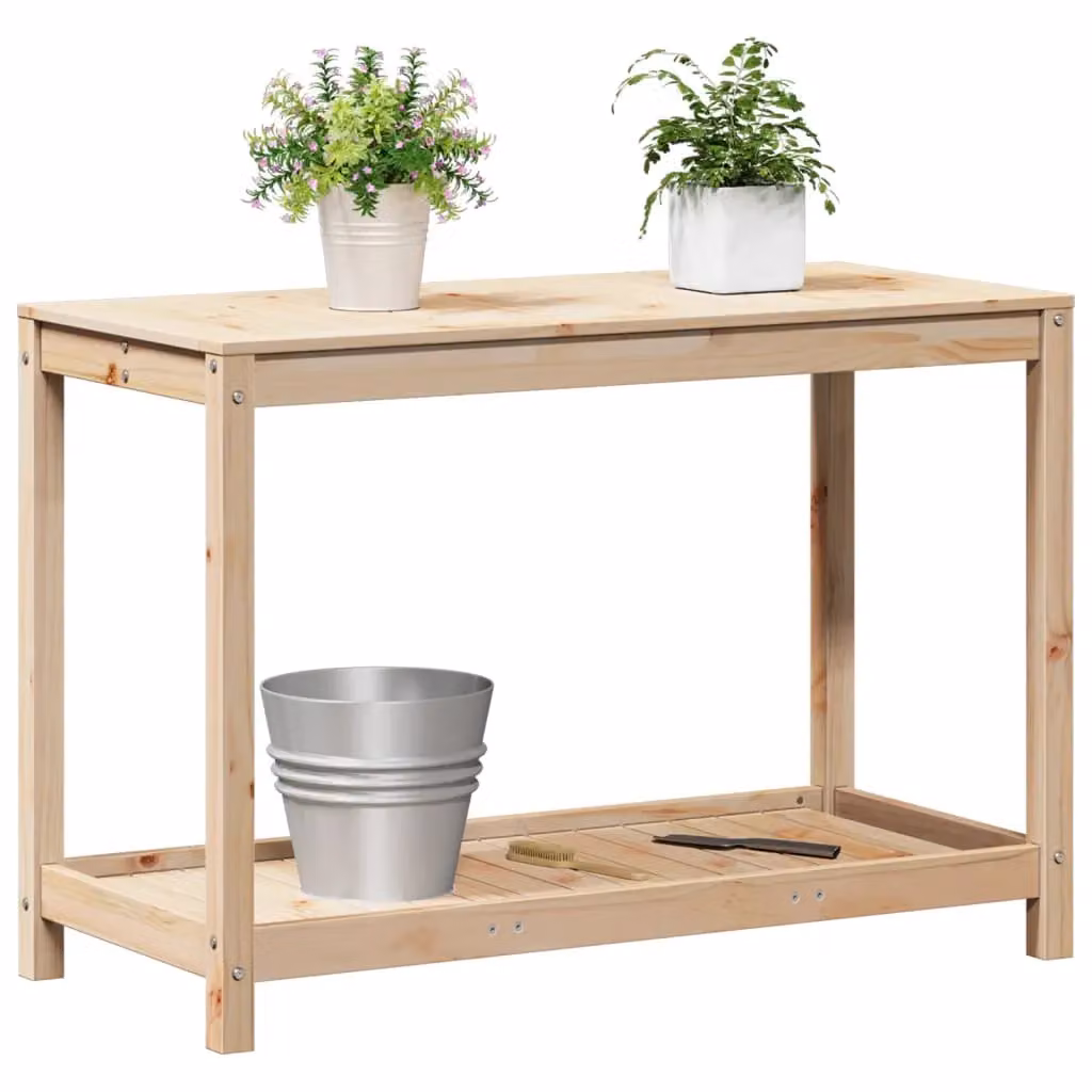 Berkfield Home Rustic Solid Pine Potting Table with Shelf in Brown, W/D/H: 108 x 50 x 75 cm – 2