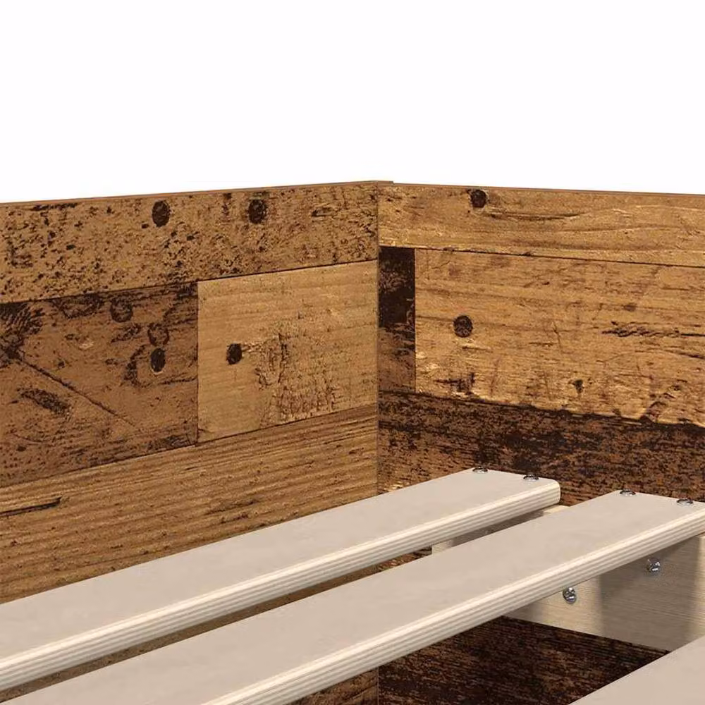 Berkfield Home Rustic Solid Pine Wood Bed Frame with Drawer, Brown, W/D/H: 90 x 200 cm – 4
