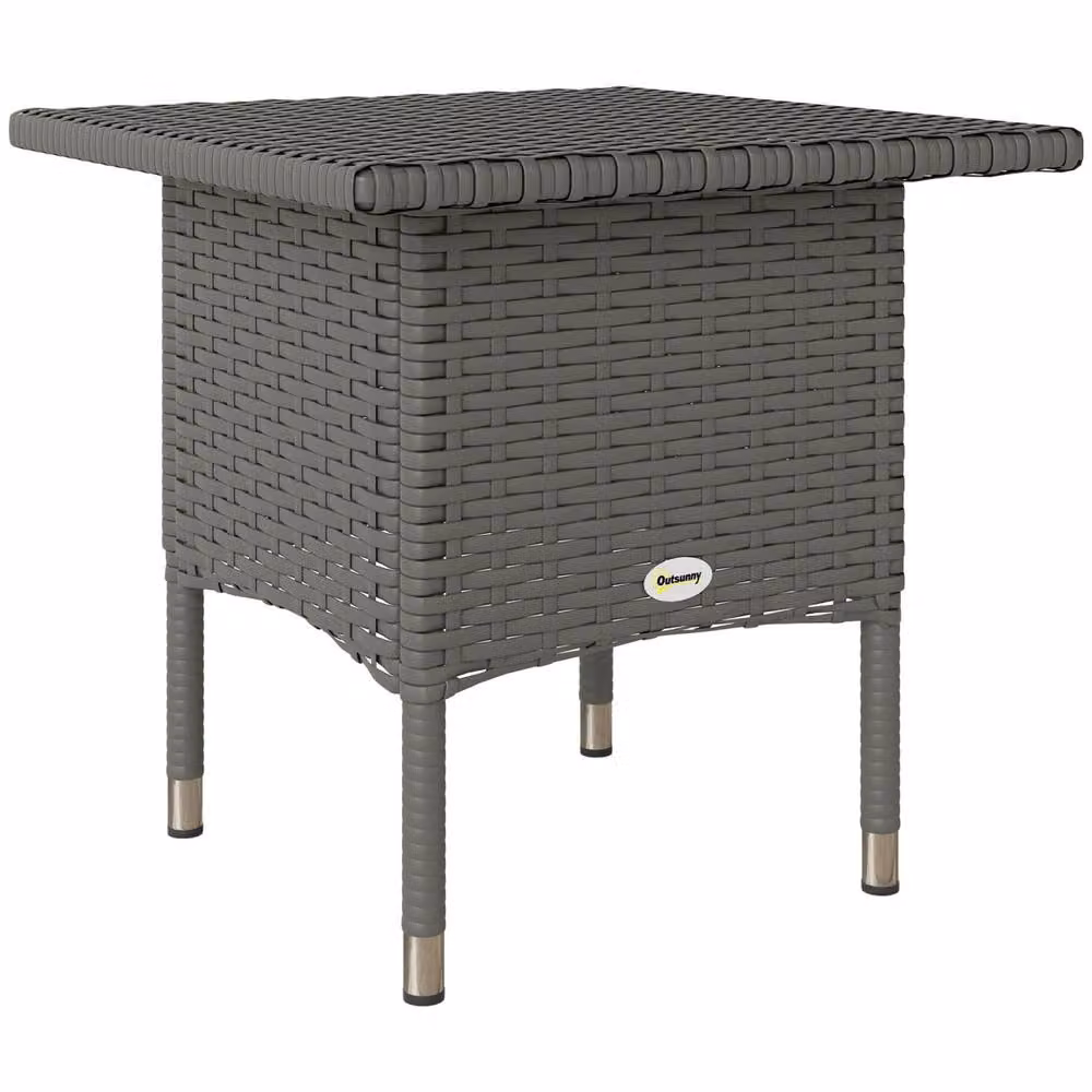 Wyld Haus Nari Grey Rattan and Steel Outdoor Side Table with Woven Top – 2