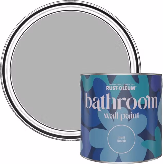 Rust-Oleum Water-Based Matt Bathroom Wall and Ceiling Paint, Library Grey, 2.5 l – 1