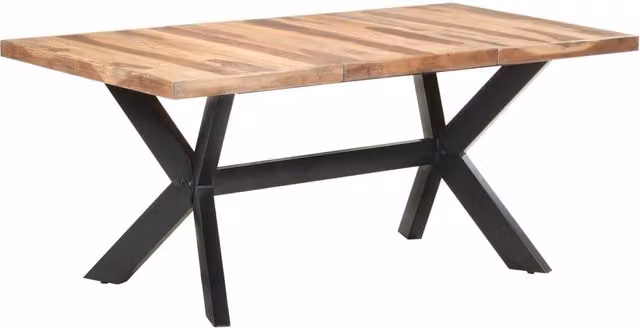 Berkfield Home Rectangular Dining Table in Brown Acacia and Rubberwood with X-Frame Legs, W/D/H: 180 x 90 x 75 cm – 1