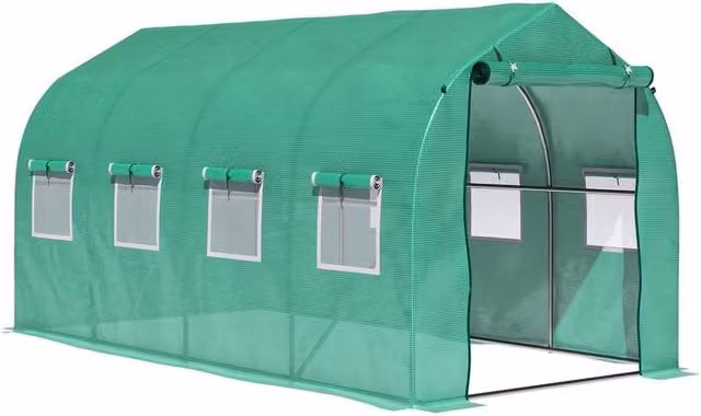 Nordara Green Walk-in Polytunnel Greenhouse with Roll-up Zipped Door, W: 100 cm, D: 60 cm, H: 198 cm