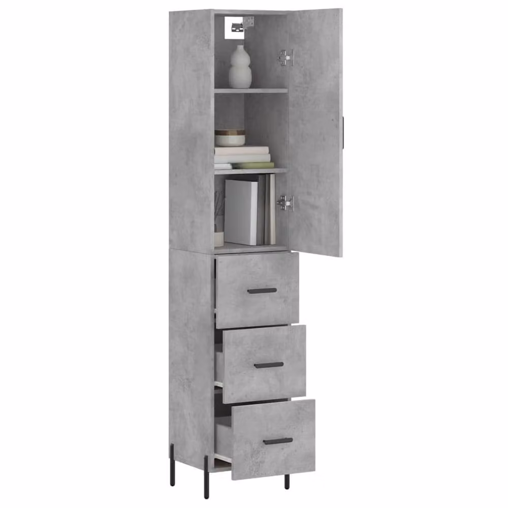 Berkfield Home Industrial Highboard in Concrete Grey, W/D/H: 34.0 x 34.5 x 180 cm – 2