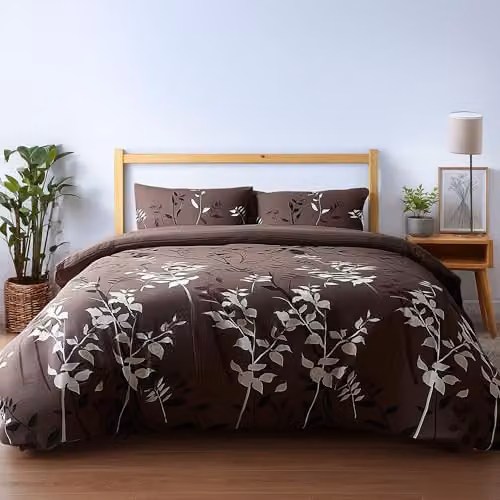 Home Sweet Home UK Floral Polycotton Duvet Cover and Pillowcase Set in Brown, W/D/H: 220 x 220 x 220 cm – 3