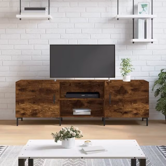 Berkfield Home Smoked Oak TV Cabinet in Brown, W/D/H: 150 x 30 x 50 cm