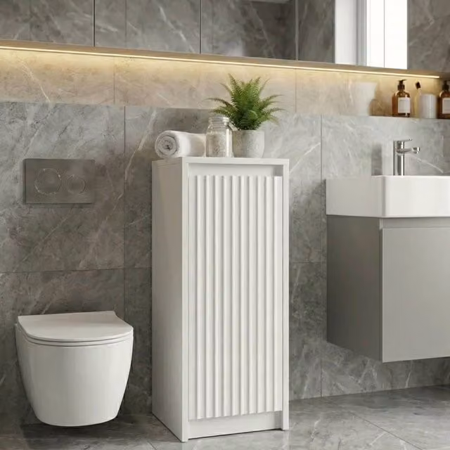 Garden Greatness Maison Fluted Bathroom Storage Cabinet in White