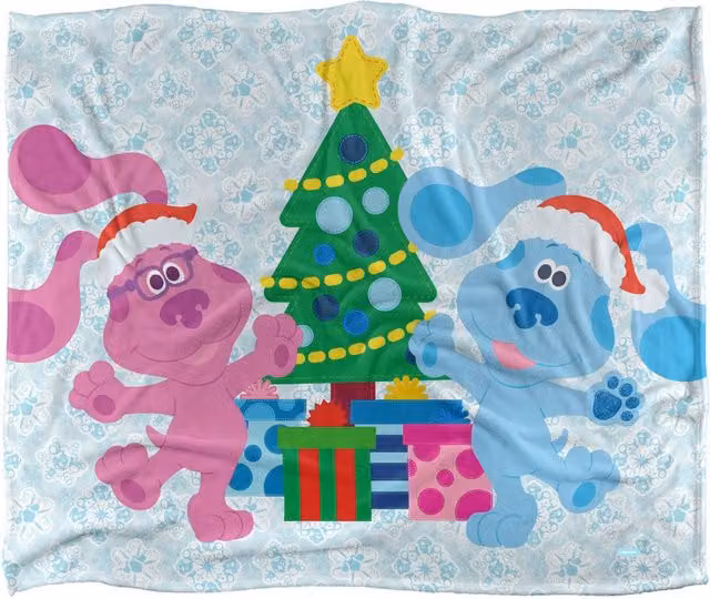 LOGOVISION Christmas Blue Magenta Super Soft Fluffy Fleece Throw Blanket for Children, Multicolour, W: 152 cm, D: 127 cm