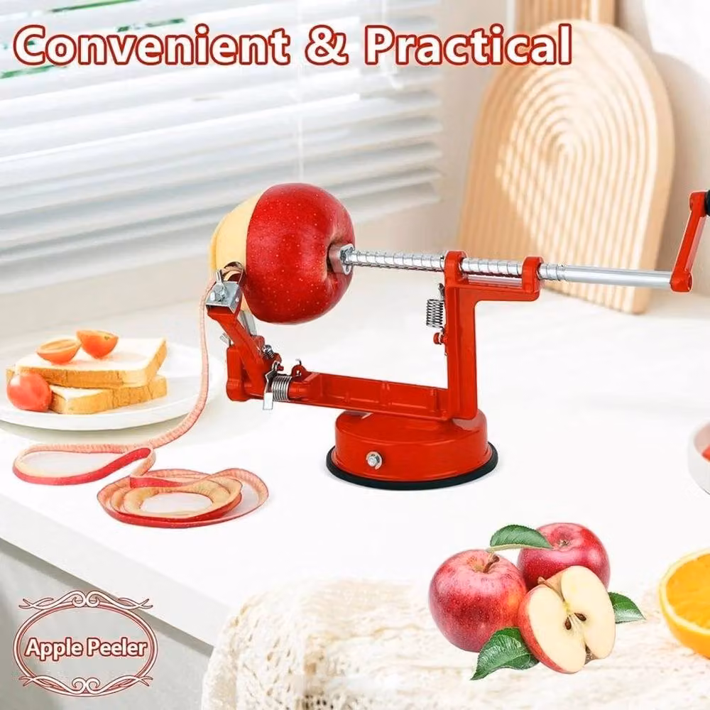 FLAVORA 3 in 1 Apple Peeler Slicer and Corer in Red and Silver – 2