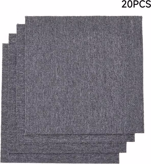 Livingandhome 20-Piece Polypropylene Carpet Tiles in Grey