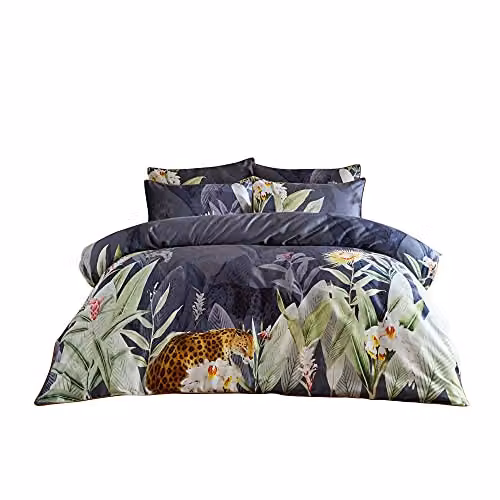 Paoletti Artemis Floral Cotton Double Duvet Cover Set, Multicolour, W: 140 cm, H: 200 cm