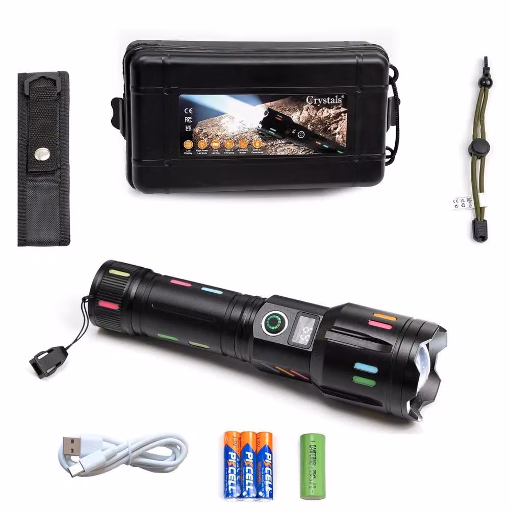 VOGREX 50000LM Zoom USB Rechargeable Super Bright LED Torch in Black – 4