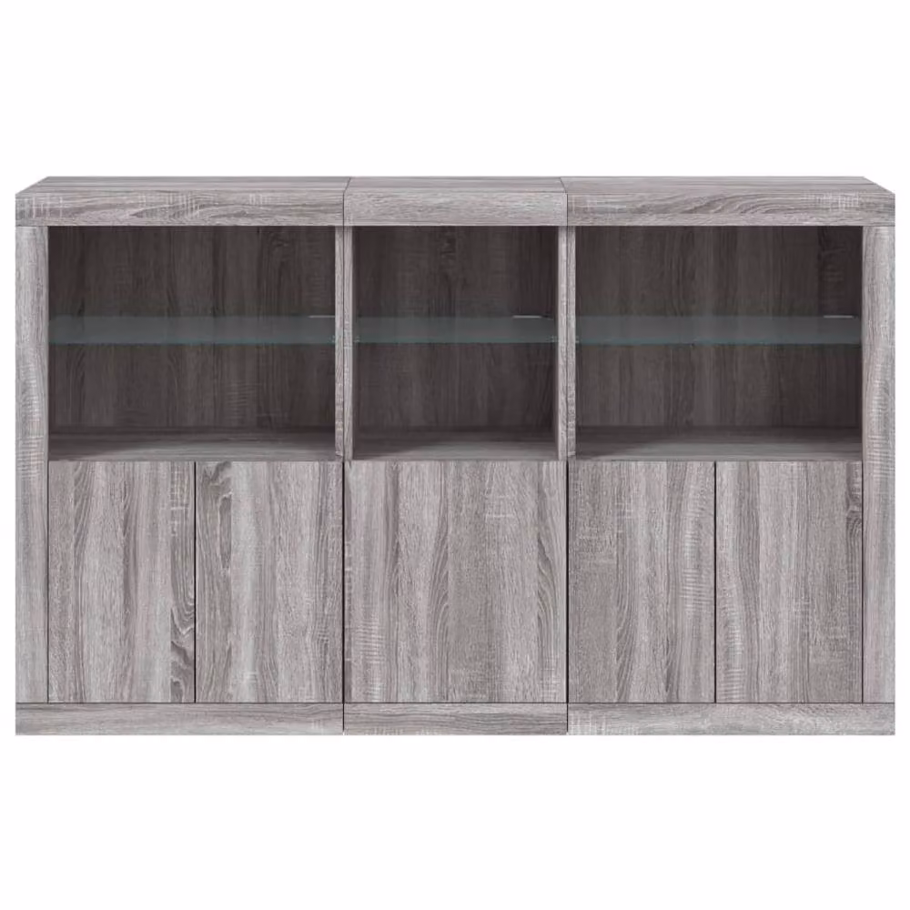 Berkfield Home Modern Sideboard with LED Lights in Grey Sonoma, W: 162 cm, D: 37 cm, H: 100 cm – 5