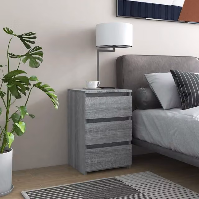 Berkfield Home Set of 2 Modern Grey Bedside Cabinets in MDF, W/D/H: 40 x 35 x 62.5 cm – 1