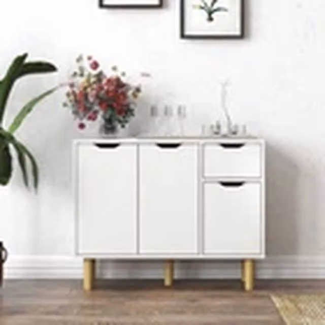 EONLION Modern White Home Organiser Cabinet with Drawers, W/D/H: 71 x 30 x 90 cm – 1