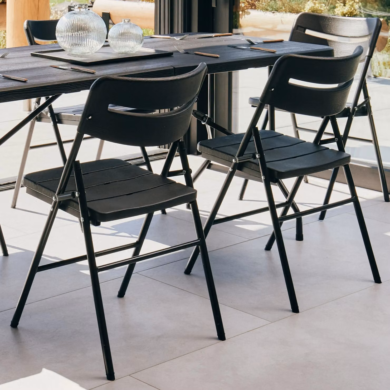 Novecrafto Heavy Duty Folding Chair in Black with Powder Coated Steel Frame, H 79 x W 45 x D 45 cm – 3