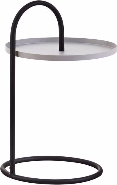 Interiors by Premier Modern Round Metal Side Table in Grey and Black