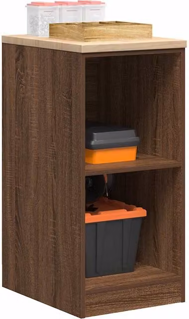 Berkfield Home Garage Storage Cabinet in Brown Oak, Solid Wood Pine, W: 40 cm, D: 51 cm, H: 85 cm